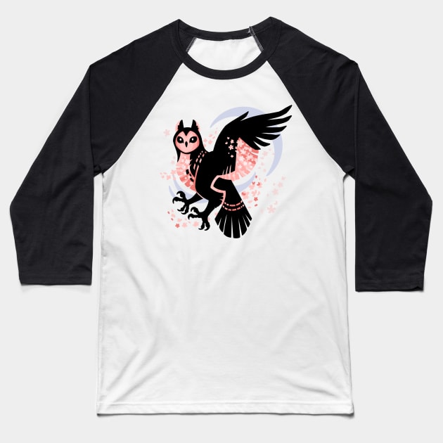 Cherry Blossom Owl Baseball T-Shirt by Things By Diana